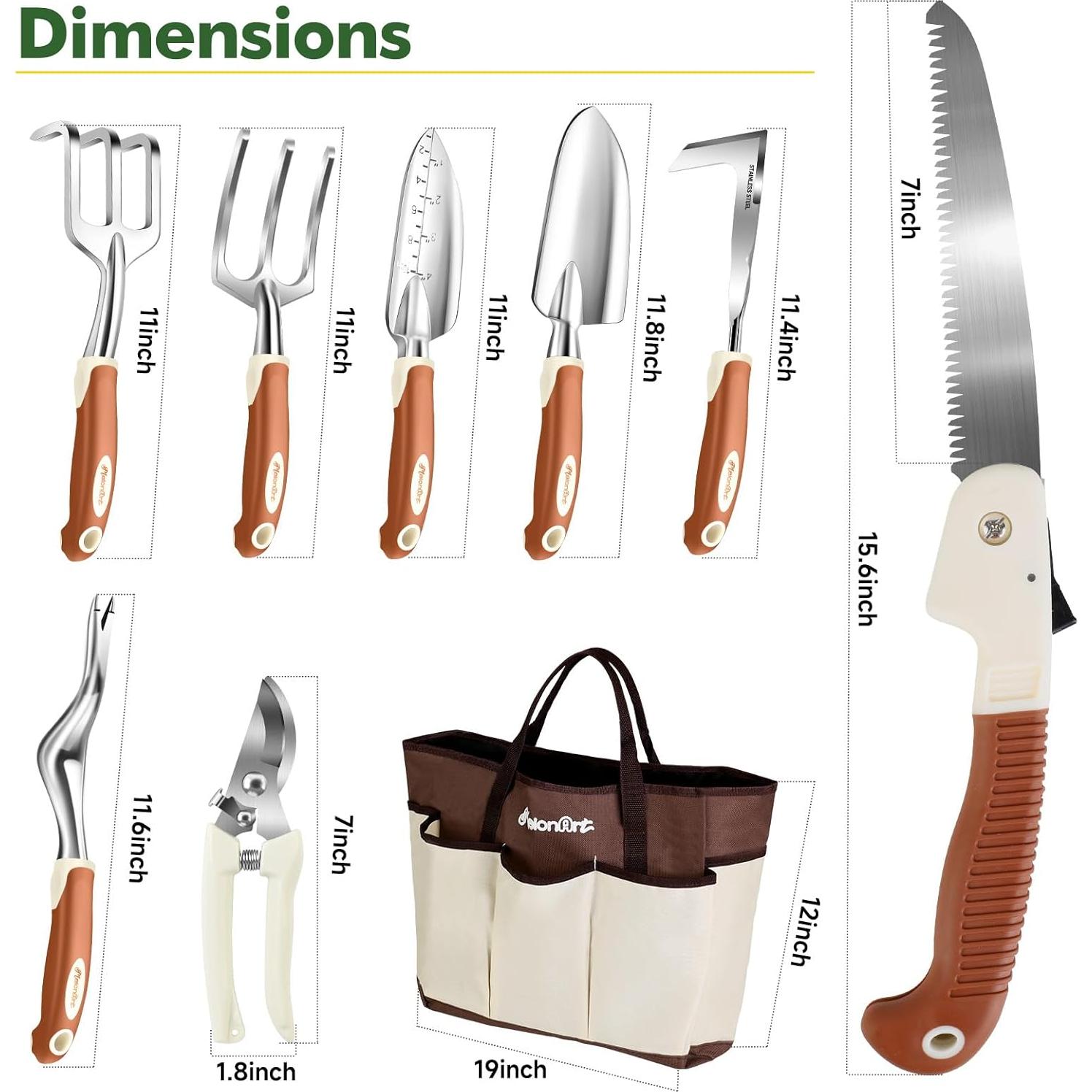 Juego de Herramientas de Jardín MelonArt, 10 Piezas, Aluminio