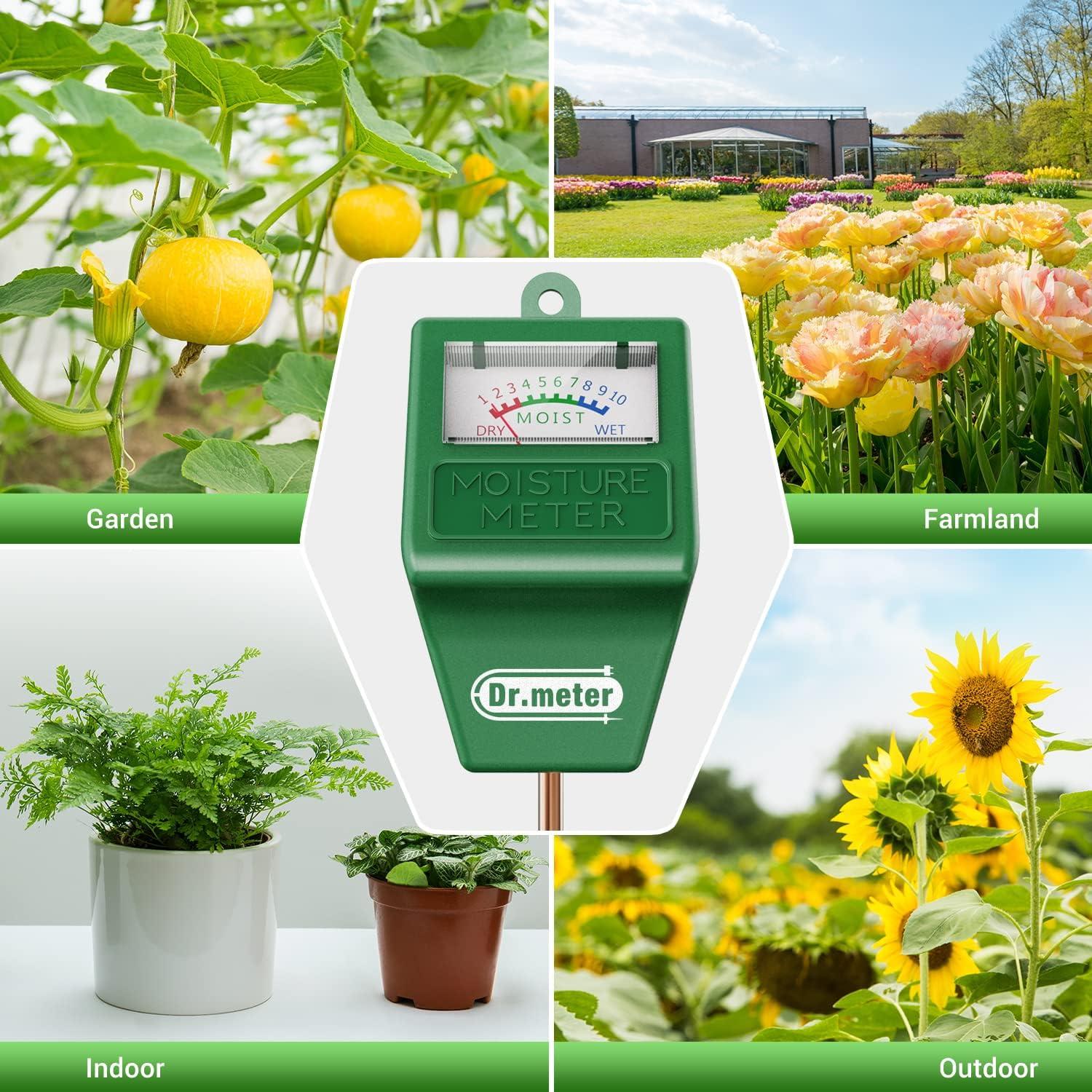 Medidor de Humedad de Suelo Dr.meter S10, Sensor 4-en-1 Verde
