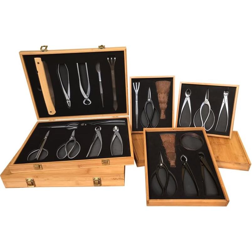 Kit de Herramientas Bonsai Tinyroots - 3 Piezas con Tijeras, Escoba y Rastrillo