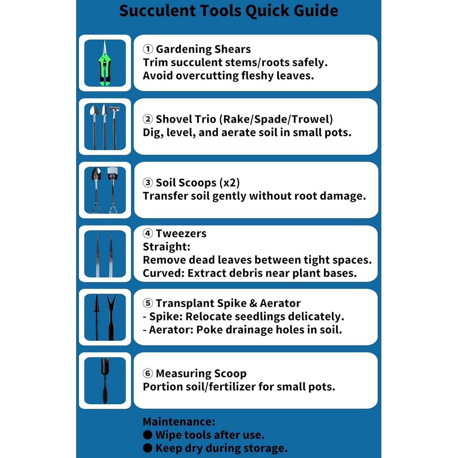 Juego de Herramientas para Suculentas 12 PZS Haoyahua - Cuidado de Plantas