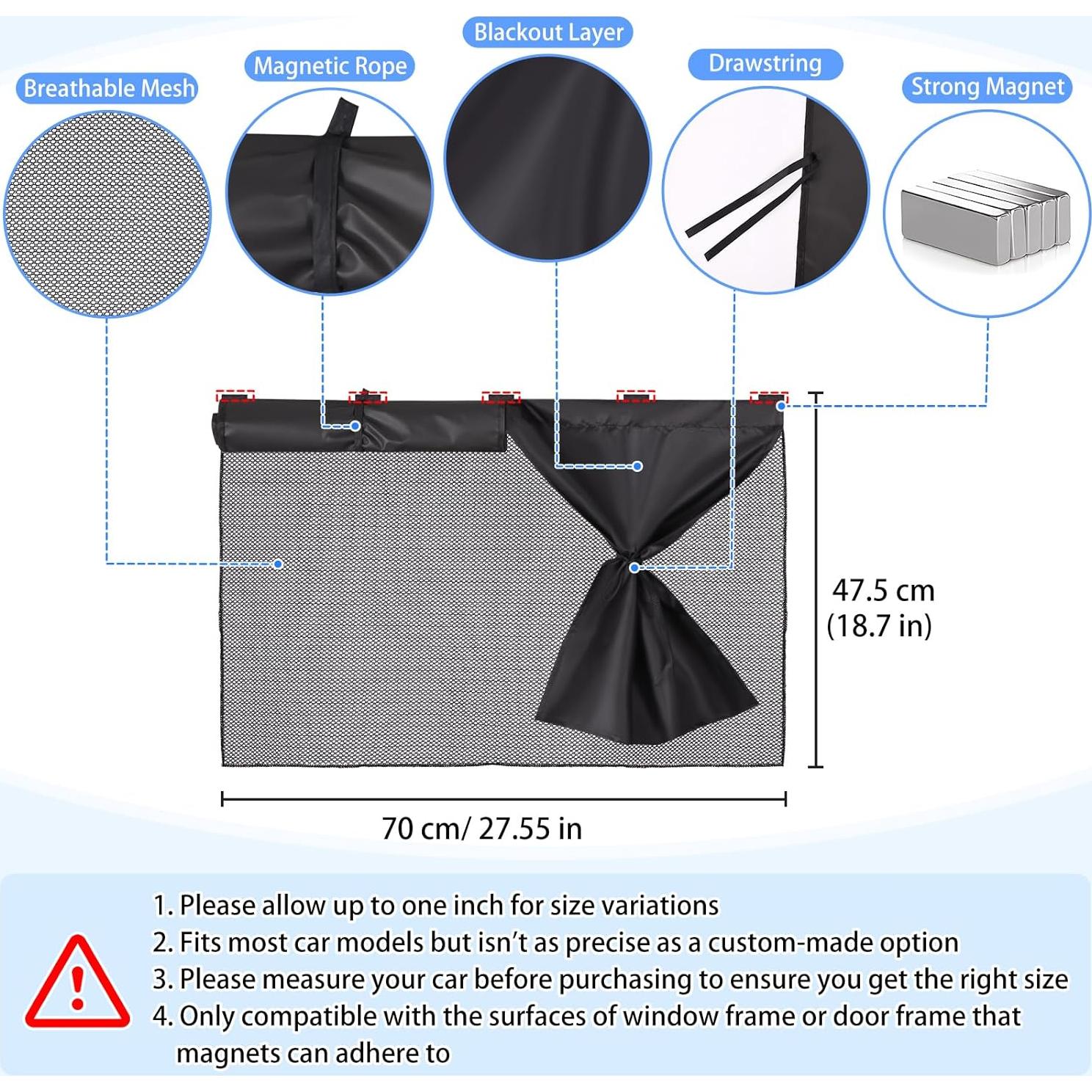 Sombrillas para Ventanas de Auto ZATOOTO Doble Capa 68x45cm