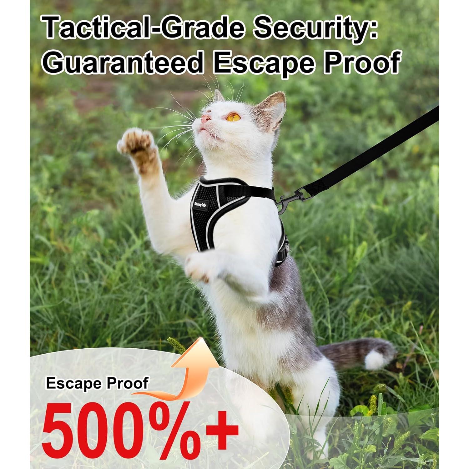 Arnés para Gatos Kaazylab Negro S Ajustable y Transpirable