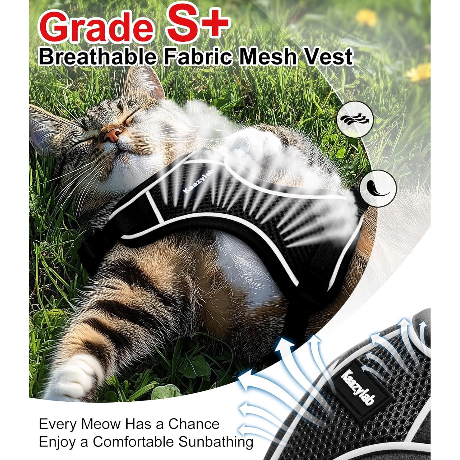 Arnés para Gatos Kaazylab Negro S Ajustable y Transpirable