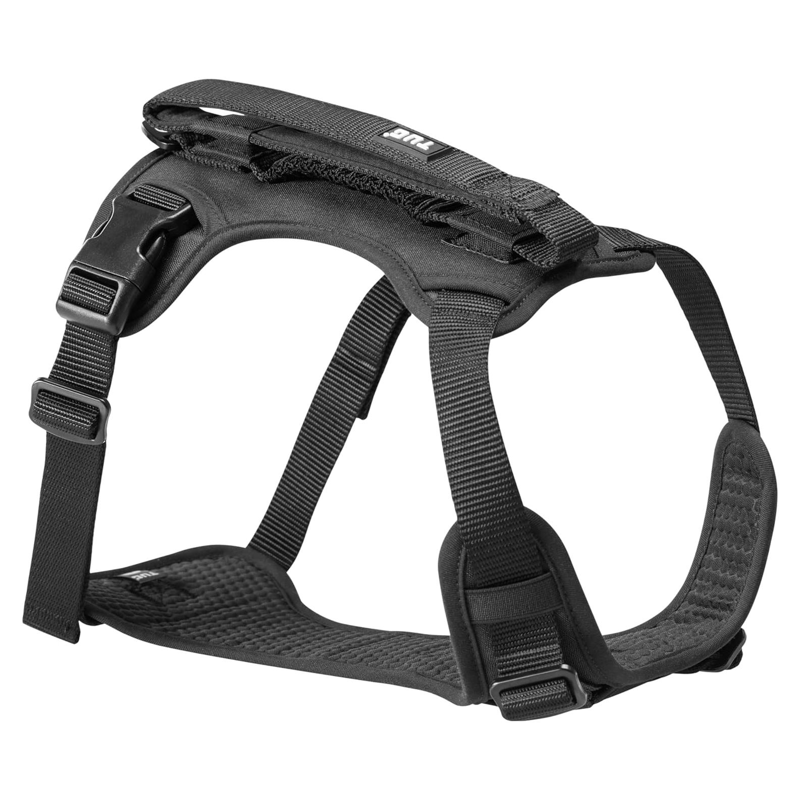 Arnés para Perros TUG Mediano Negro con Correa de Tráfico