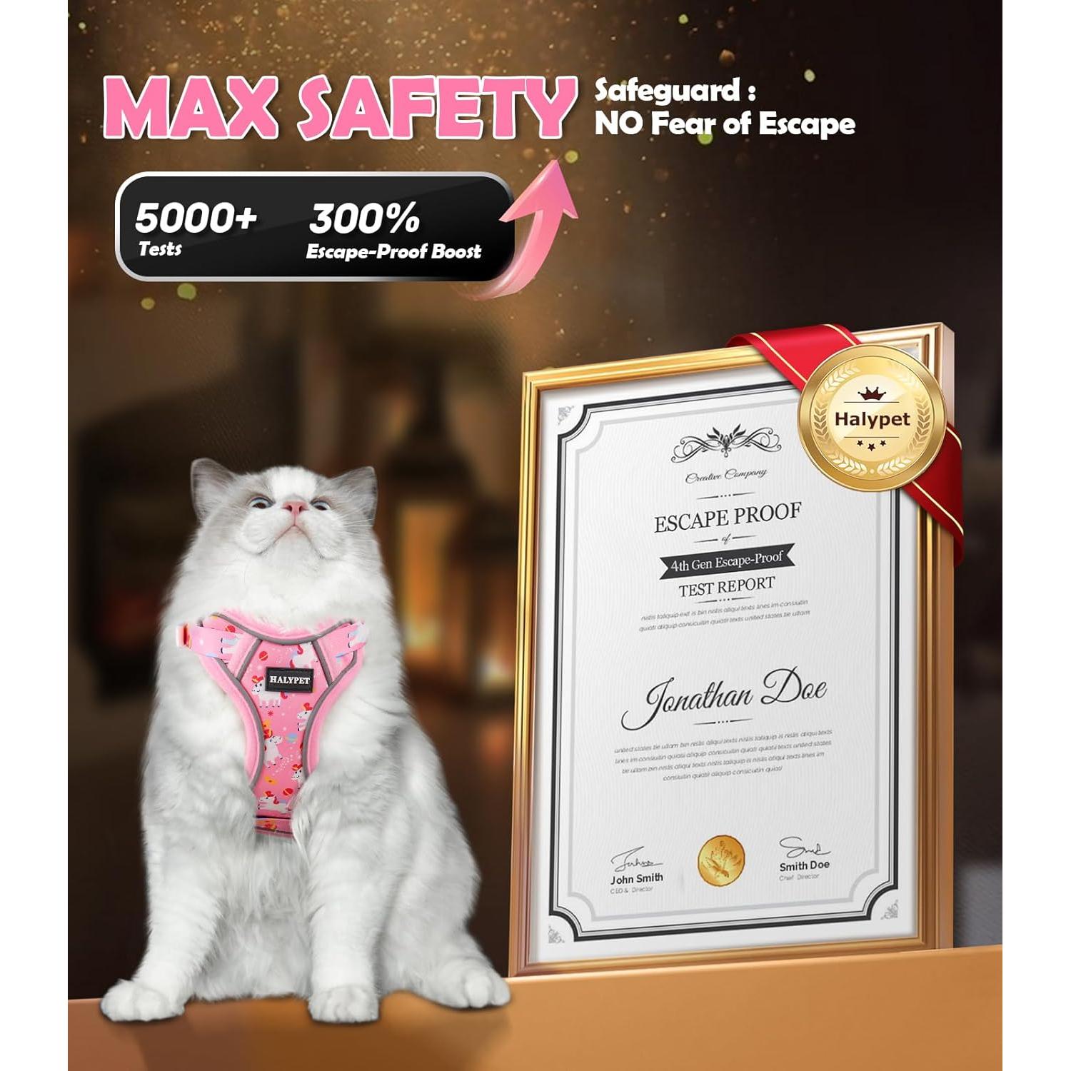 Conjunto Arnés y Correa Halypet Rosa Unicornio para Gato