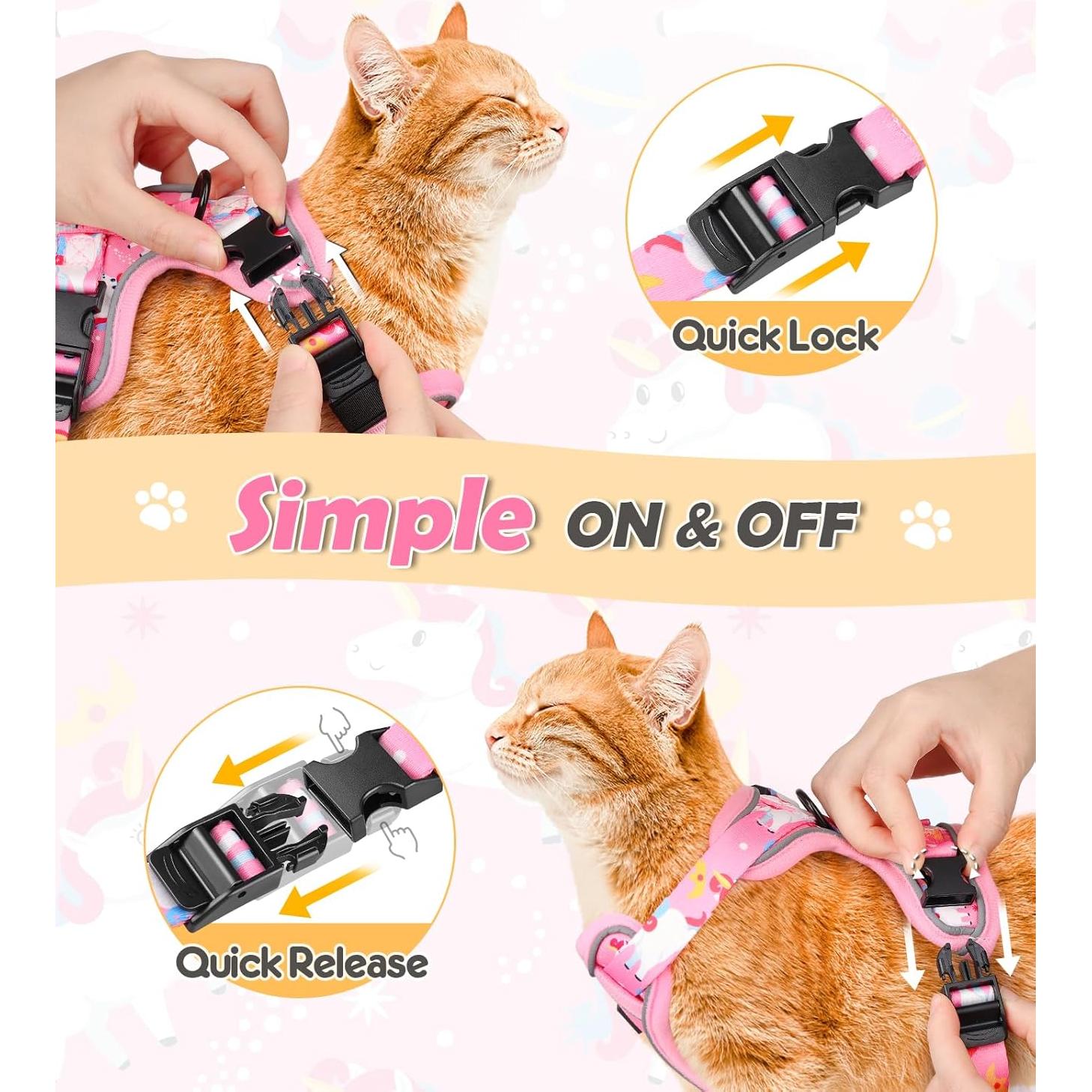 Conjunto Arnés y Correa Halypet Rosa Unicornio para Gato