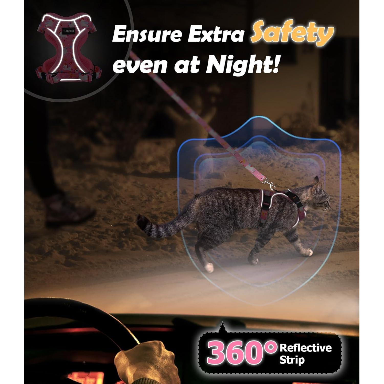 Conjunto Arnés y Correa Halypet Rosa Unicornio para Gato