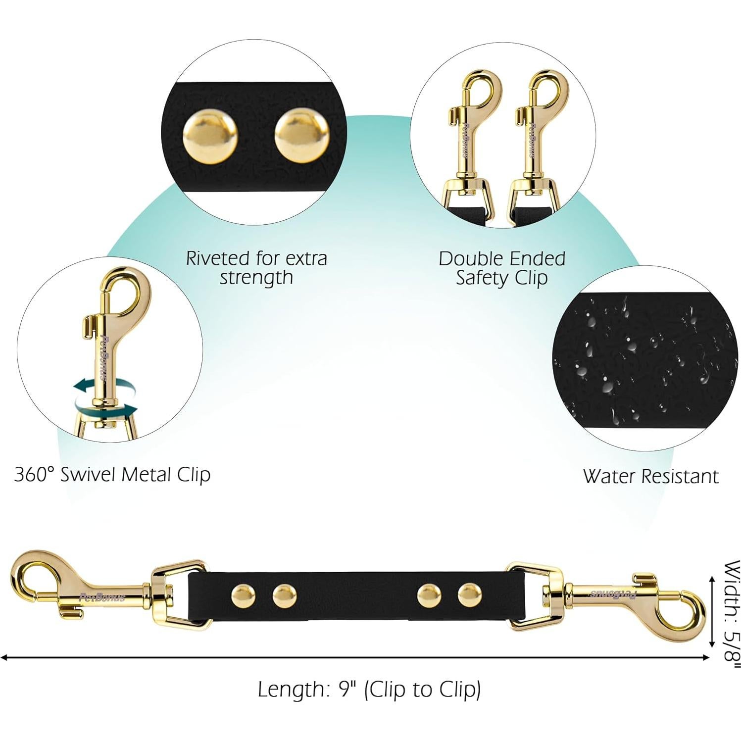 Clip de Seguridad para Collar de Perro PetBonus - Negro, Doble Extremo