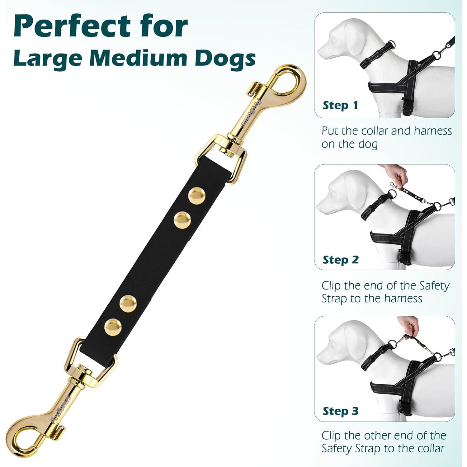 Clip de Seguridad para Collar de Perro PetBonus - Negro, Doble Extremo