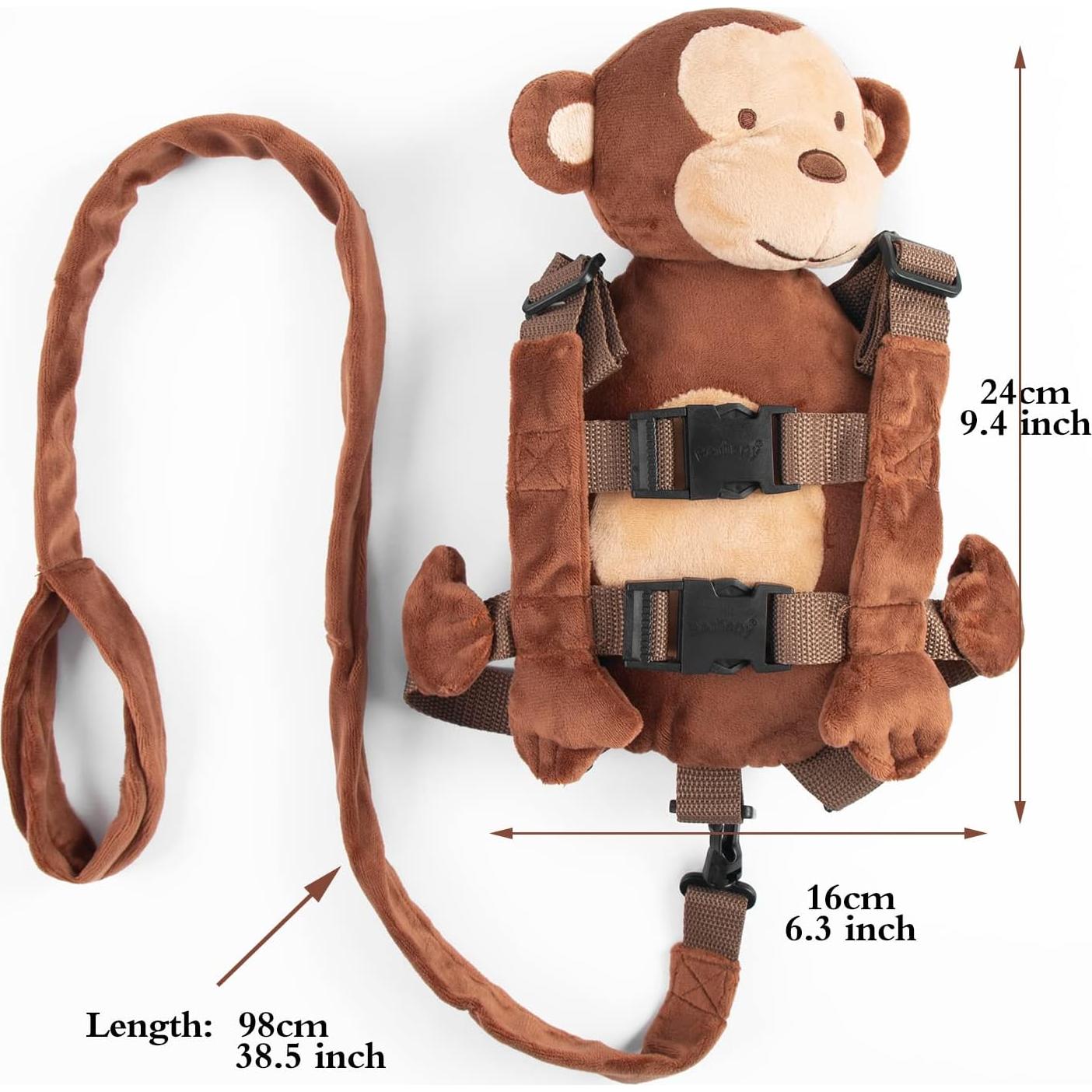 Mochila de Seguridad 2 en 1 Berhapy Monito Marrón 30x17cm