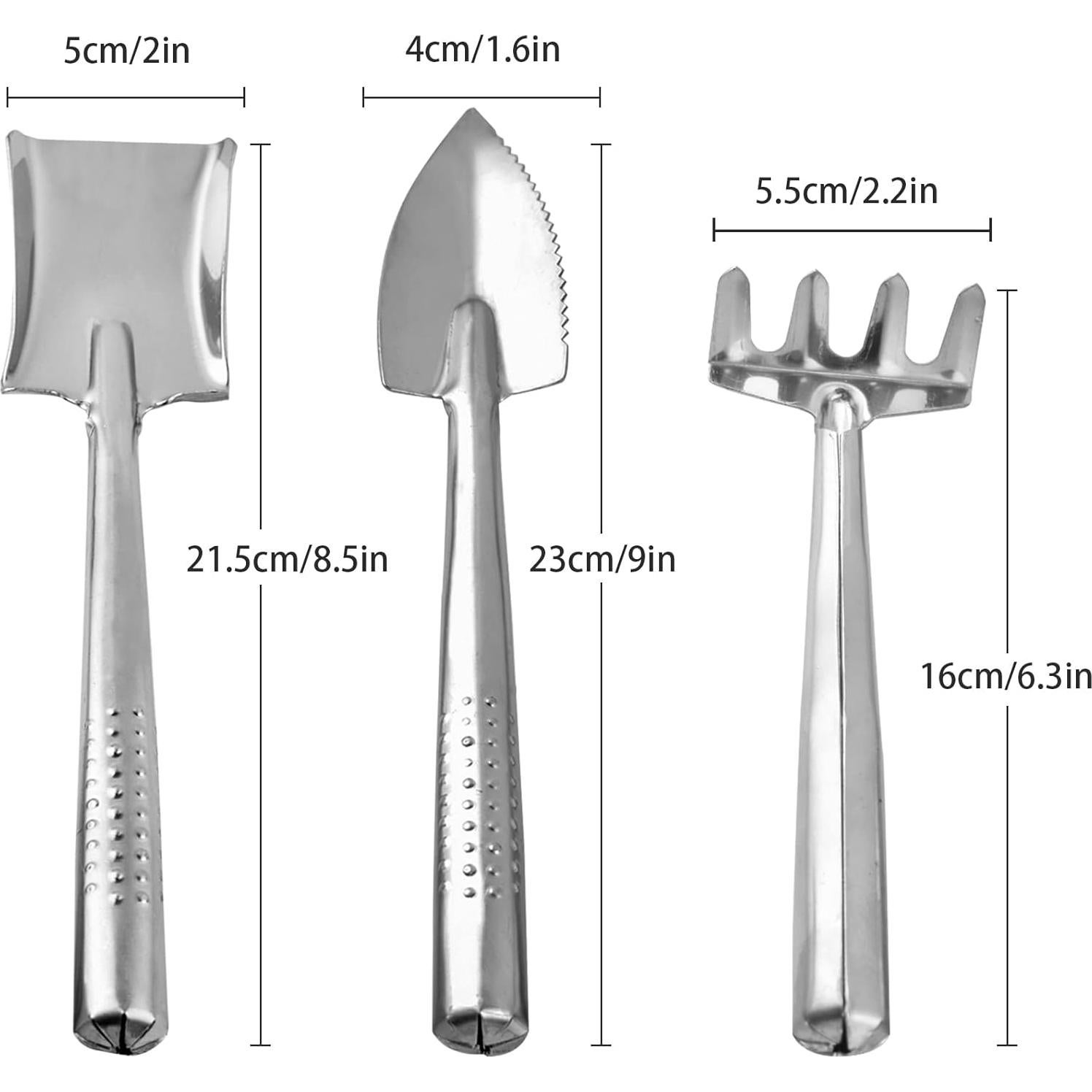 Juego de Herramientas de Jardín Mini 3 Piezas Acero Inoxidable