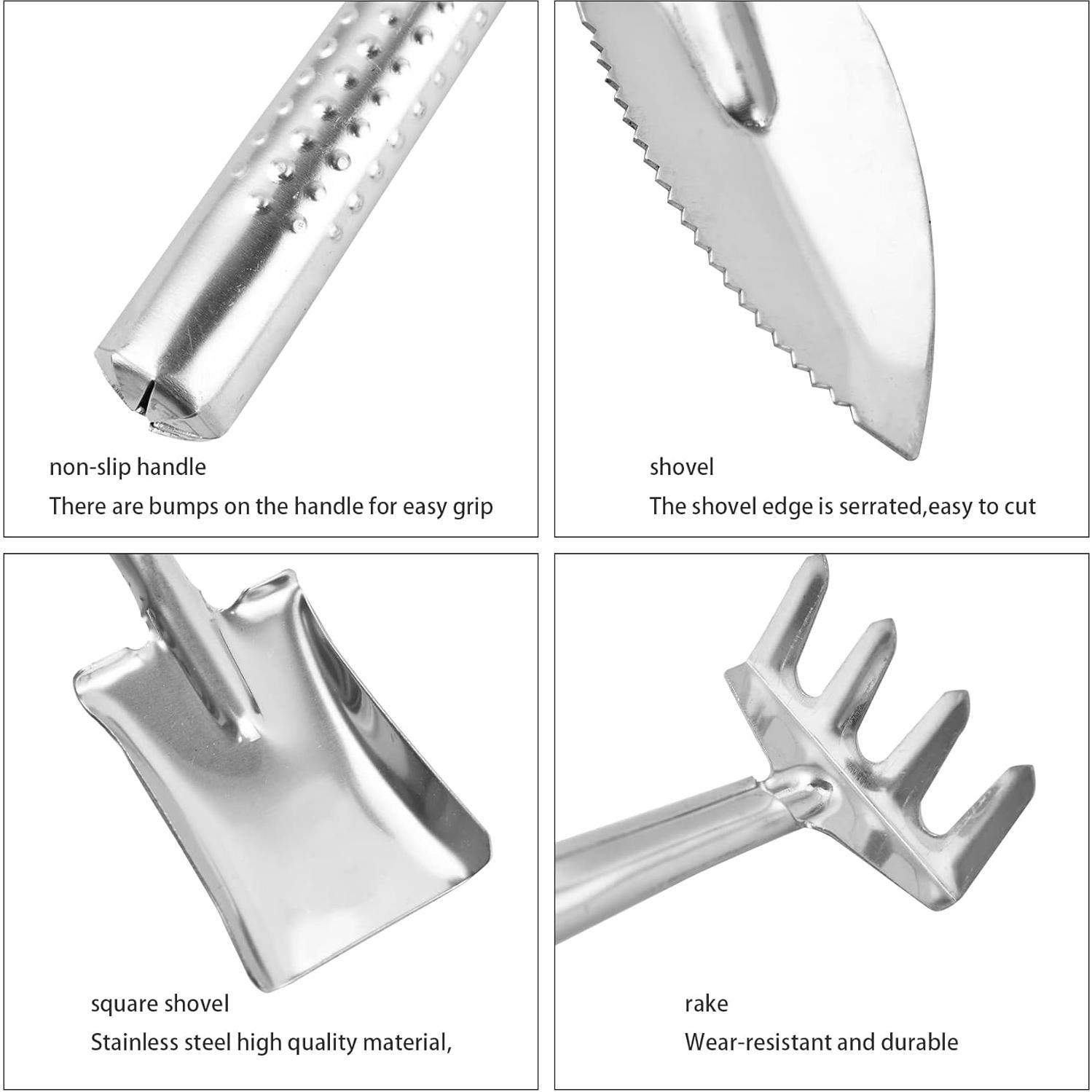 Juego de Herramientas de Jardín Mini 3 Piezas Acero Inoxidable