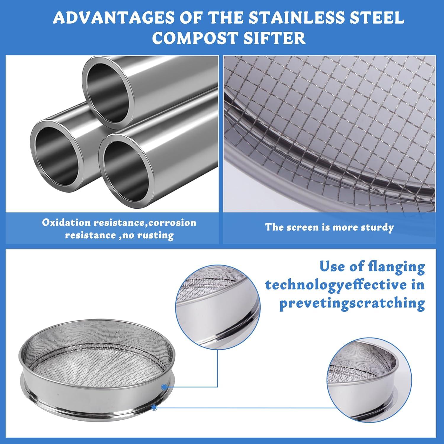 Juego de tamiz de suelo ZFYOUNG 3 piezas malla 5mm 3mm 1mm