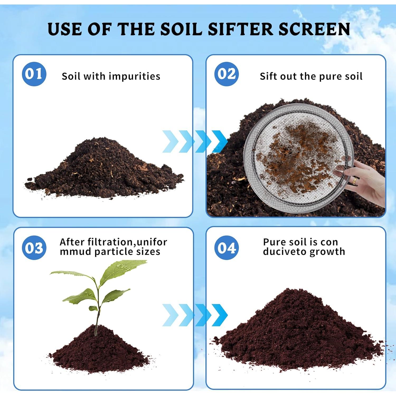 Juego de tamiz de suelo ZFYOUNG 3 piezas malla 5mm 3mm 1mm