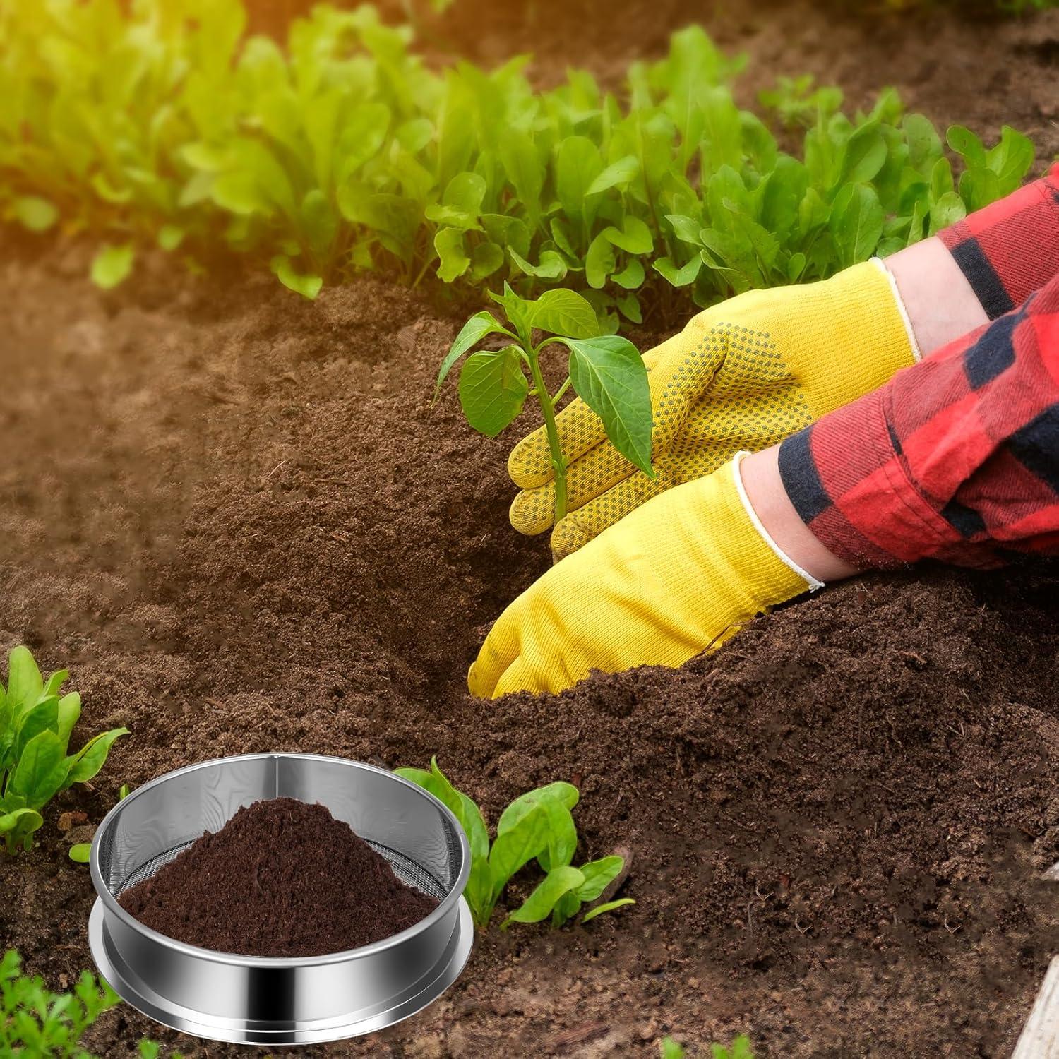 Juego de Tamiz de Suelo 3 Piezas Metal 5mm 3mm 1mm Jardinería