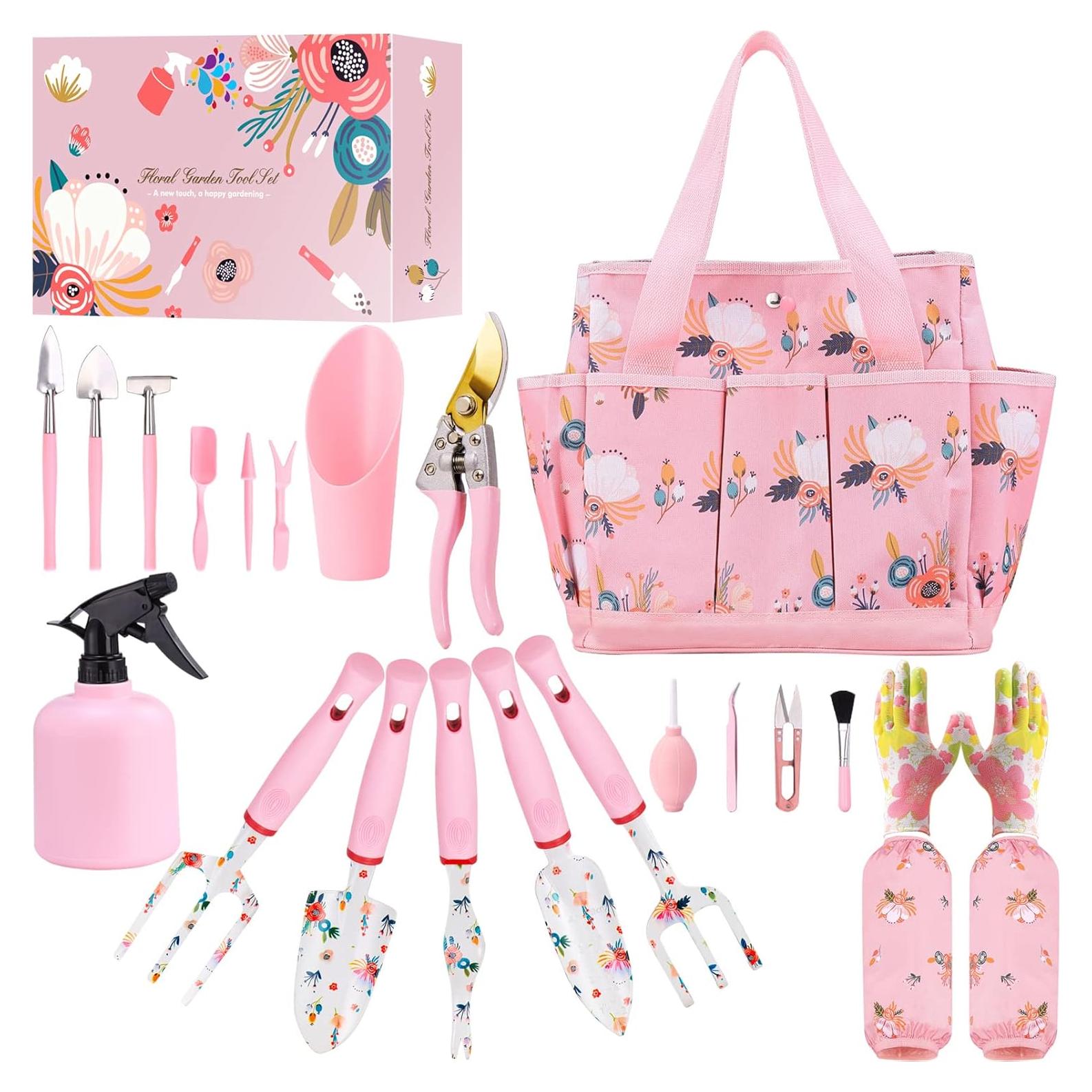 Juego de Herramientas de Jardín YANZI 11 Piezas Rosa