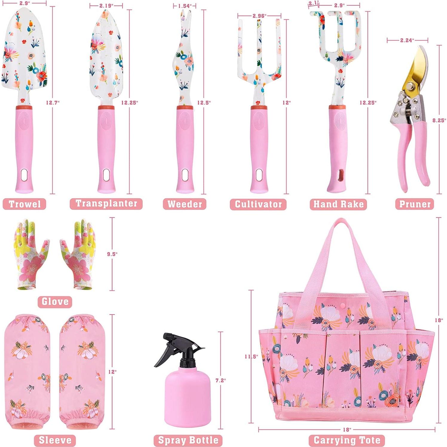 Juego de Herramientas de Jardín YANZI 11 Piezas Rosa