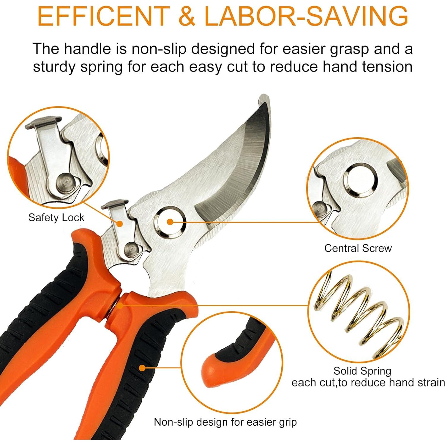 Tijeras de podar Lengnoyp con guantes - 4 piezas, acero inoxidable