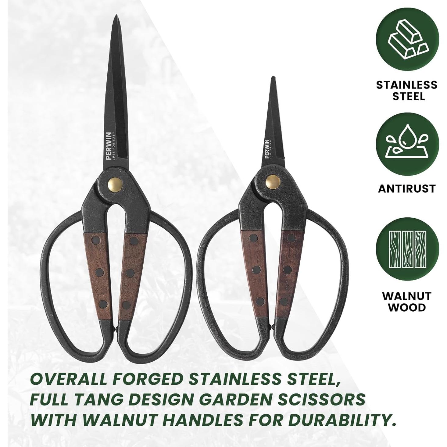 Tijeras de Jardinería PERWIN 9.5cm y 5.5cm Acero Inoxidable