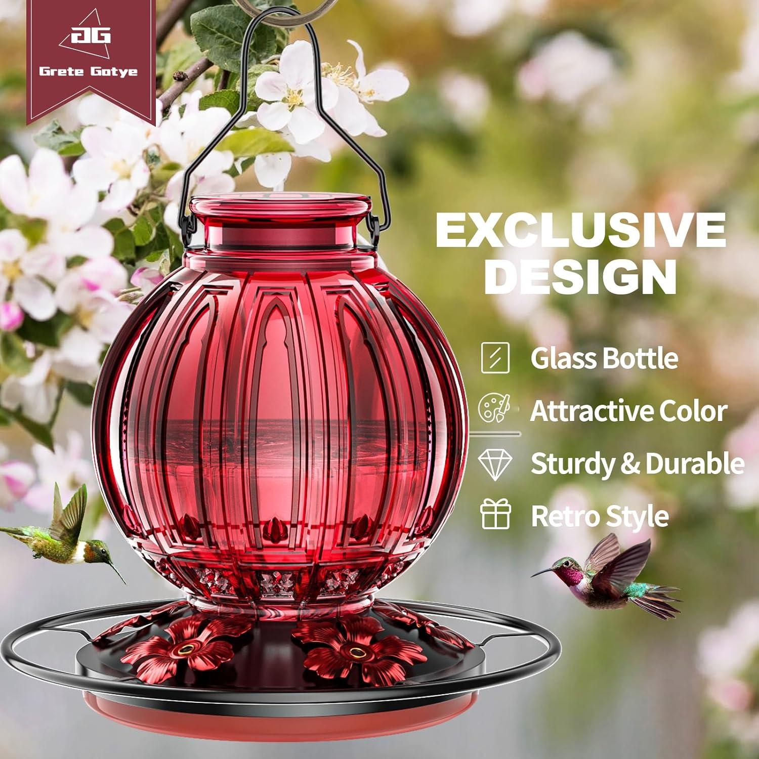 Alimentador de Colibríes de Vidrio Grete Gotye 26 Oz Rojo