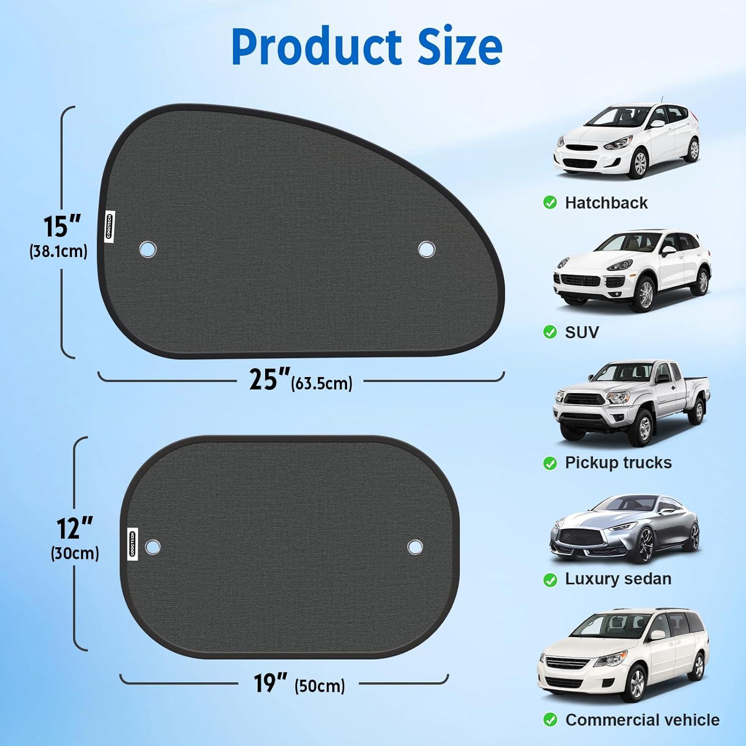 Cortinas para Ventanas de Coche COOCTECH 4 Paquete UV 99.98%