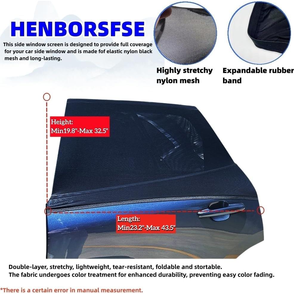 Cortina de Sombra para Ventana Lateral Trasera Henborsfse - 2 Piezas