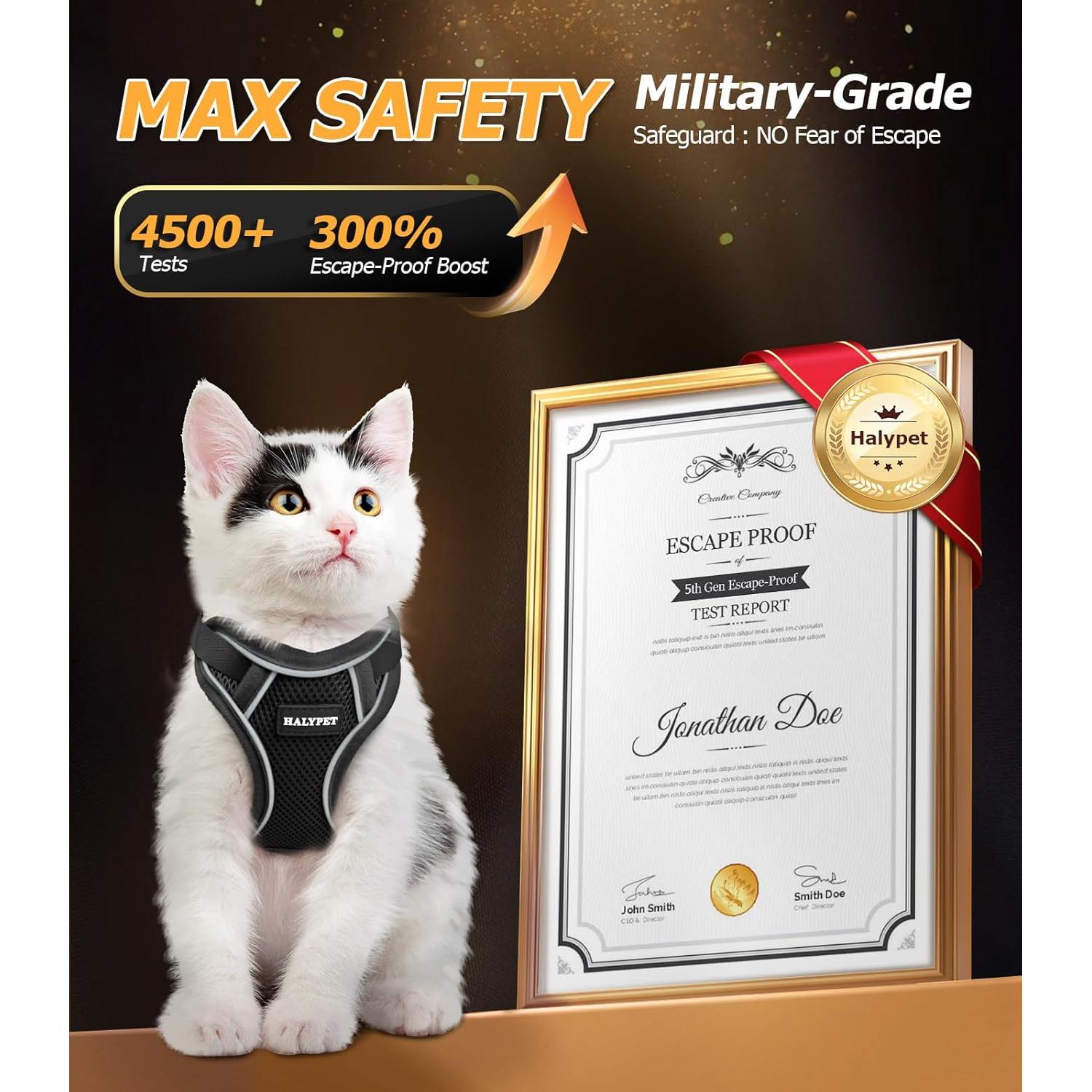 Arnés y Correa para Gato Halypet H600 Pro - Pequeño Negro