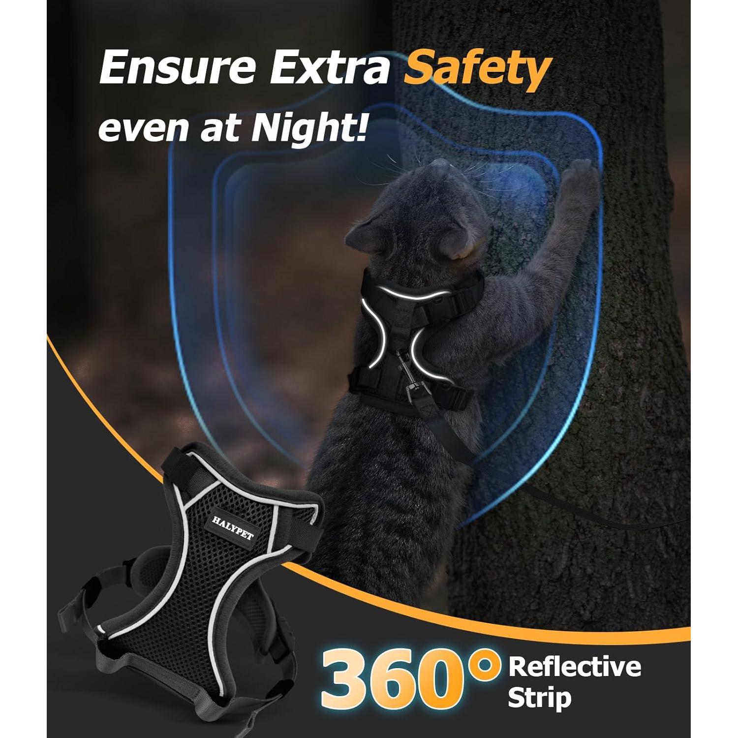 Arnés y Correa para Gato Halypet H600 Pro - Pequeño Negro