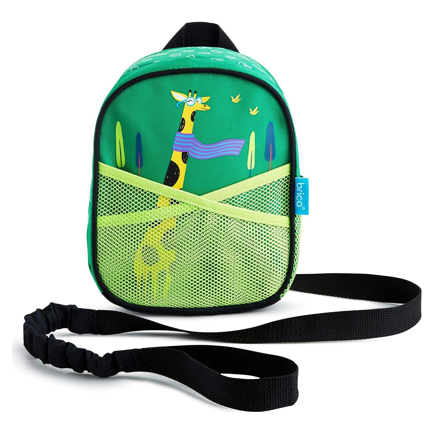 Mochila con Arnés de Seguridad Brica Jirafa Verde para Niños