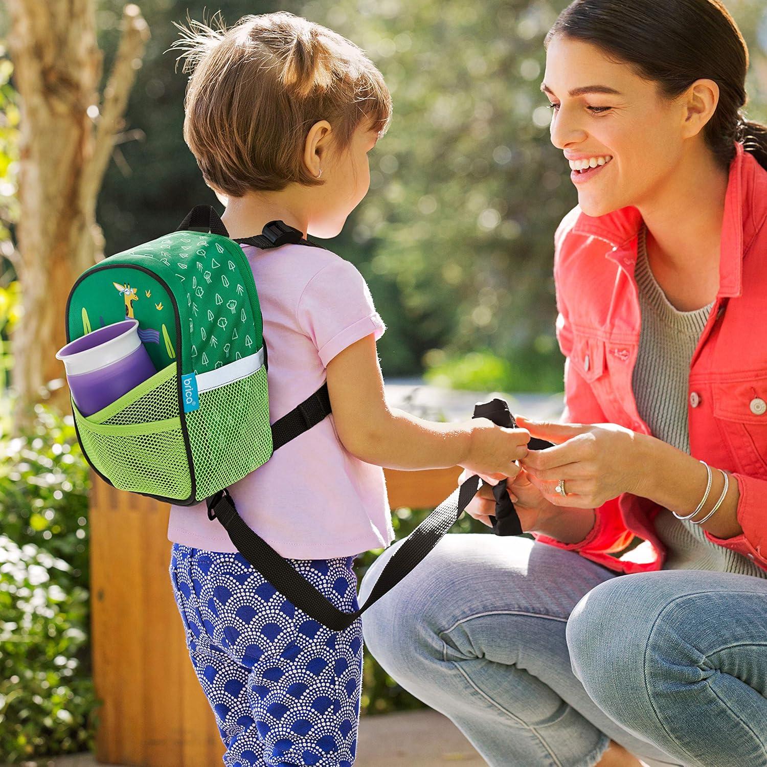Mochila con Arnés de Seguridad Brica Jirafa Verde para Niños