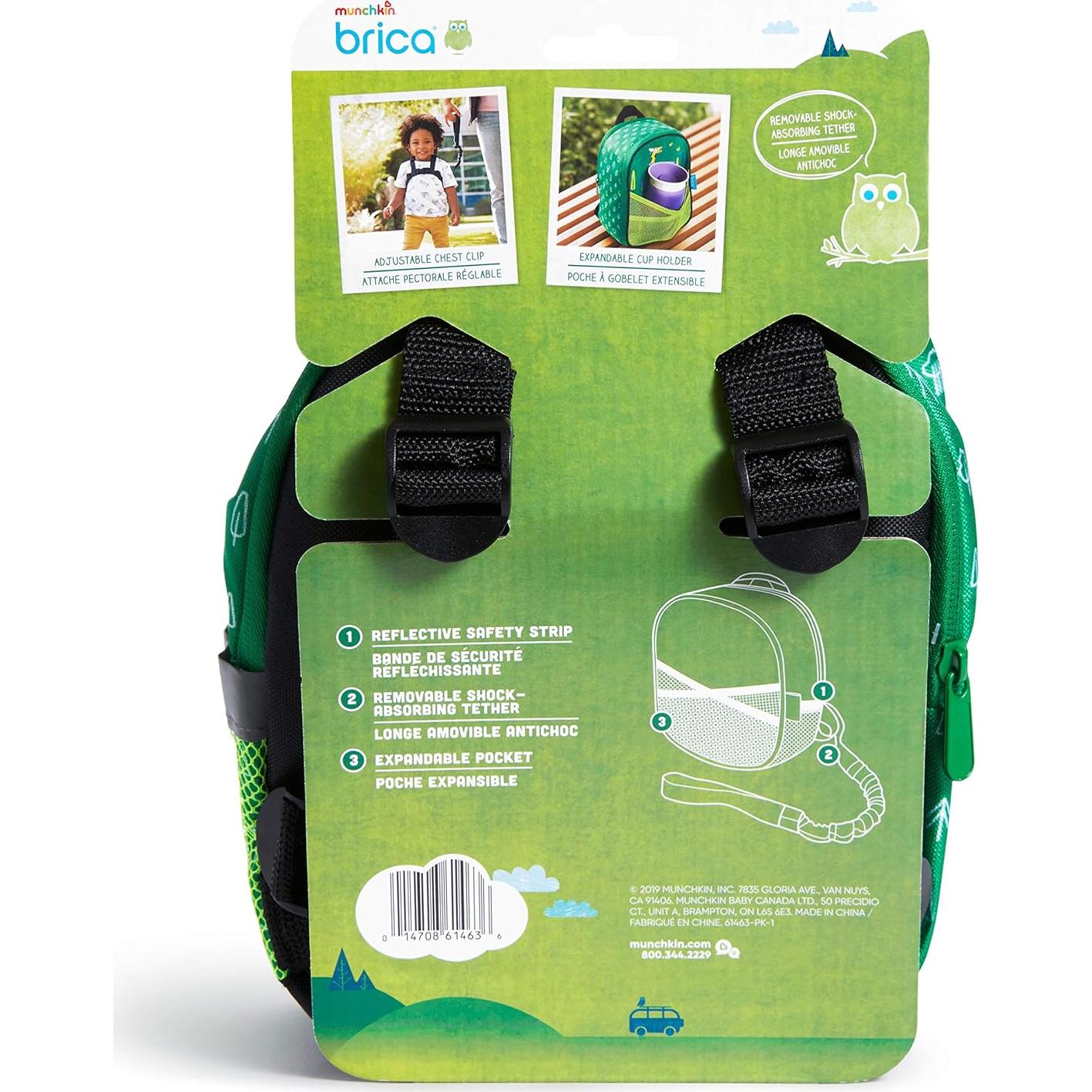 Mochila con Arnés de Seguridad Brica Jirafa Verde para Niños
