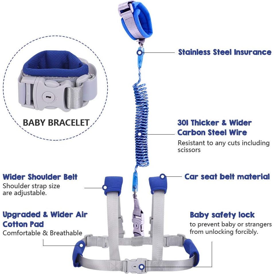 Correa de Mochila para Niños Furpaw 2.5m Azul - Seguridad