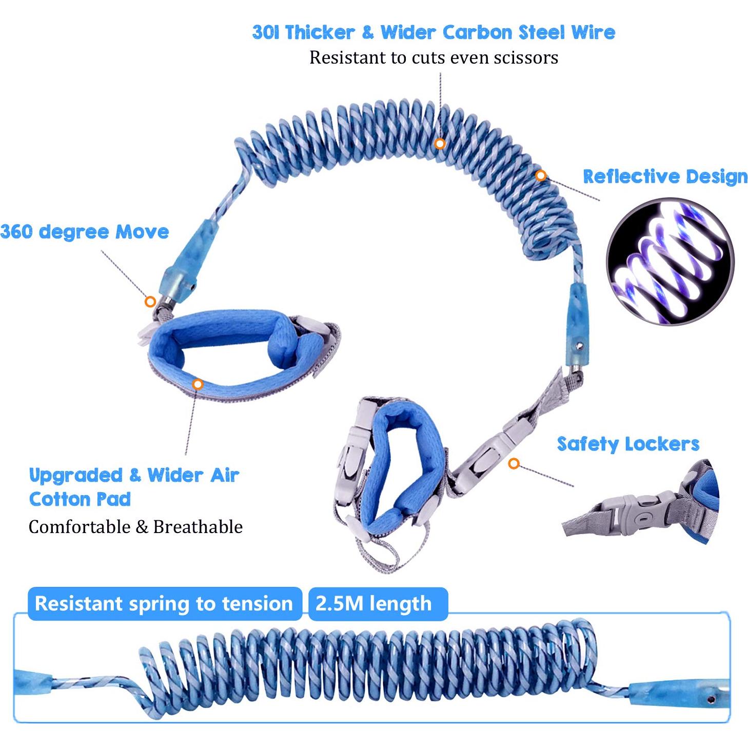 Correa de Mochila para Niños Furpaw 2.5m Azul - Seguridad