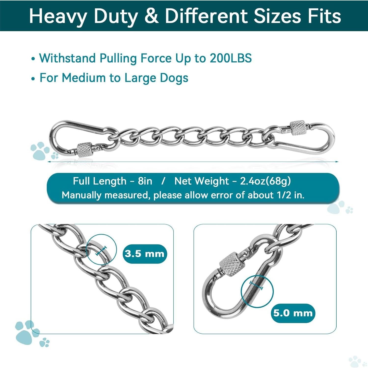 Clip de Seguridad para Collar de Perro Ozzynods 20.32 cm Acero Inoxidable