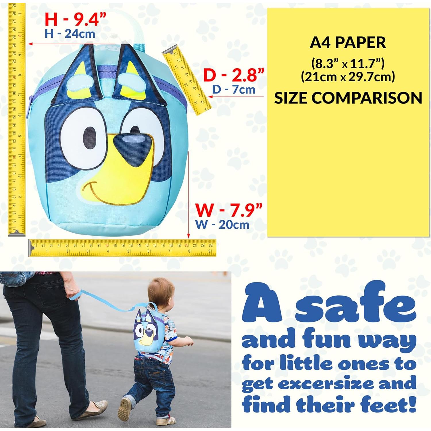 Mochila Bluey con Arnés de Seguridad para Niños 1-4 Años