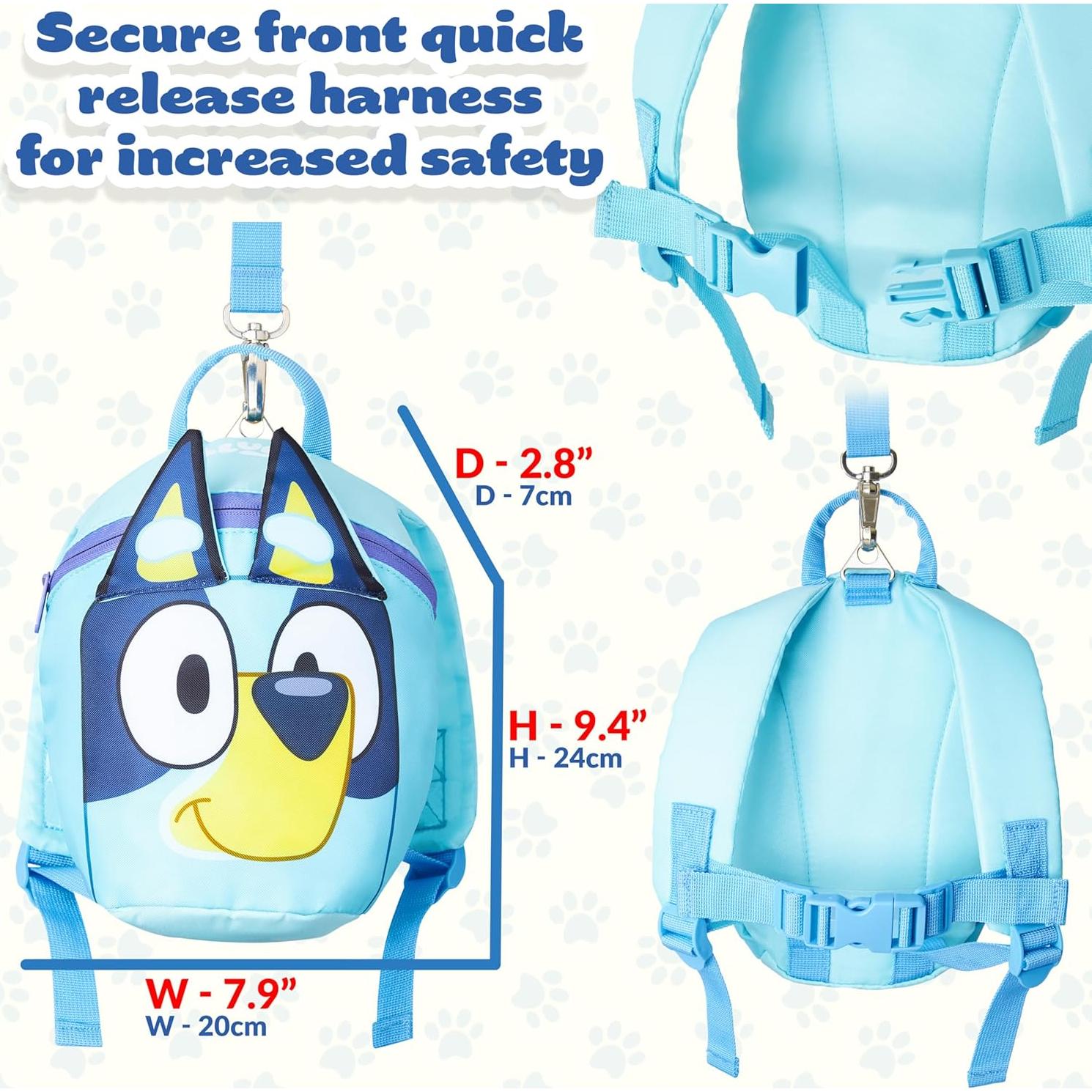 Mochila Bluey con Arnés de Seguridad para Niños 1-4 Años