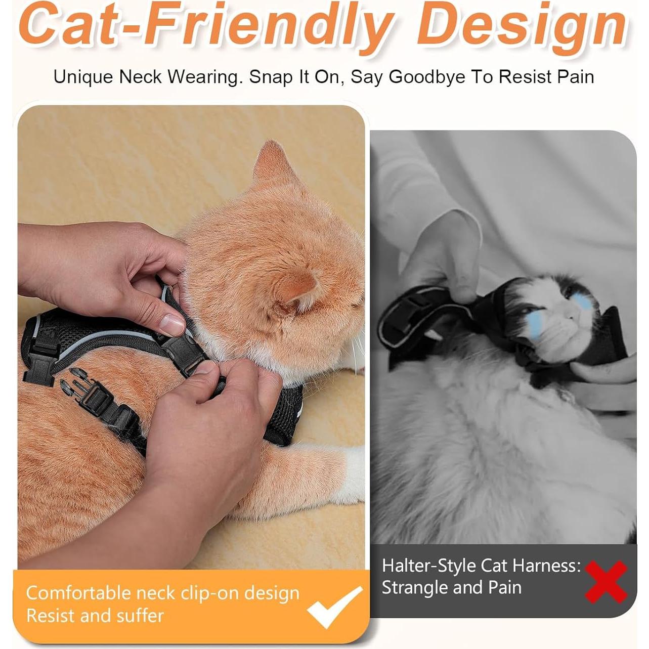 Conjunto Arnés y Correa para Gato Halypet H200 Pro Negro