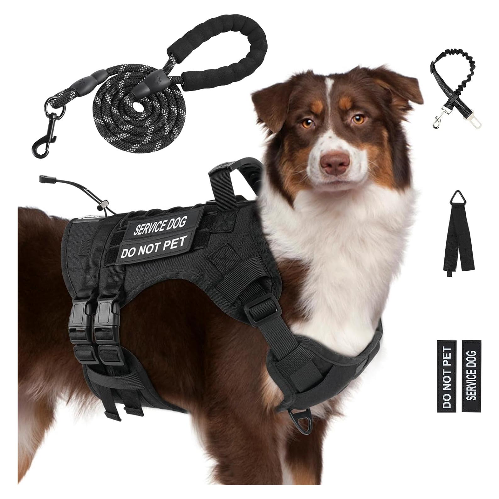 Arnés Táctico para Perros Grandes Yungaspy Negro L Ajustable