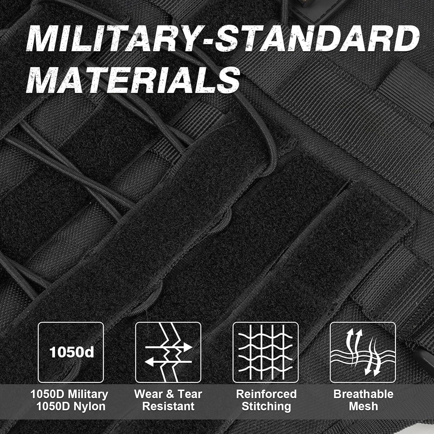 Arnés Táctico para Perros Grandes Yungaspy Negro L Ajustable