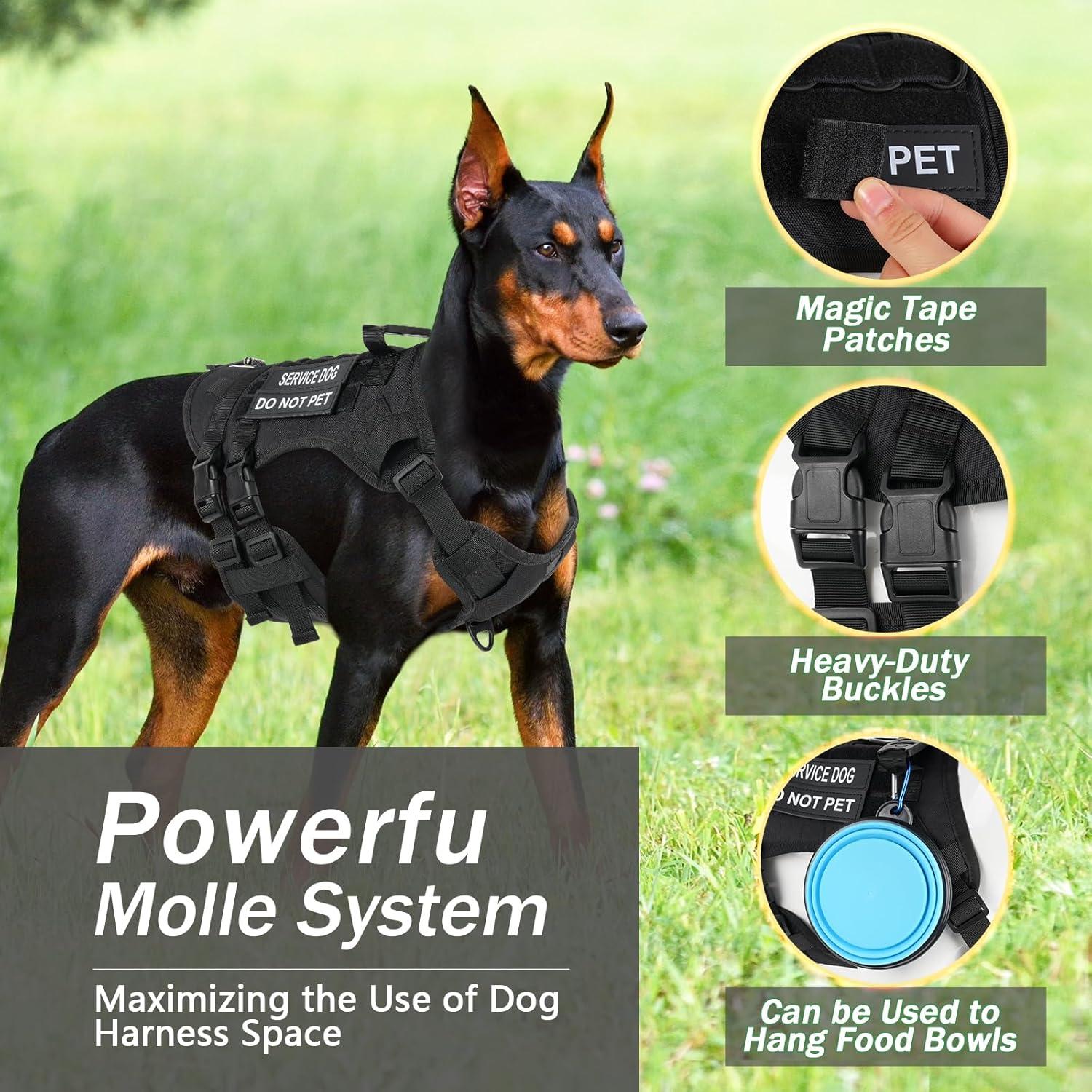 Arnés Táctico para Perros Grandes Yungaspy Negro L Ajustable