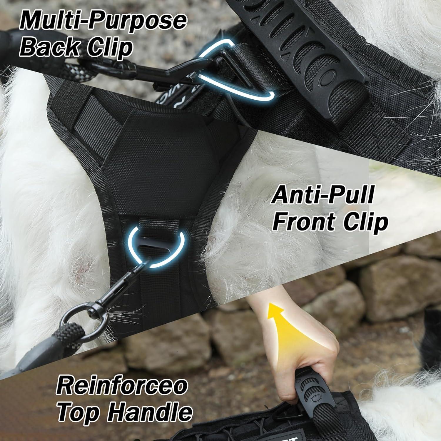 Arnés Táctico para Perros Grandes Yungaspy Negro L Ajustable