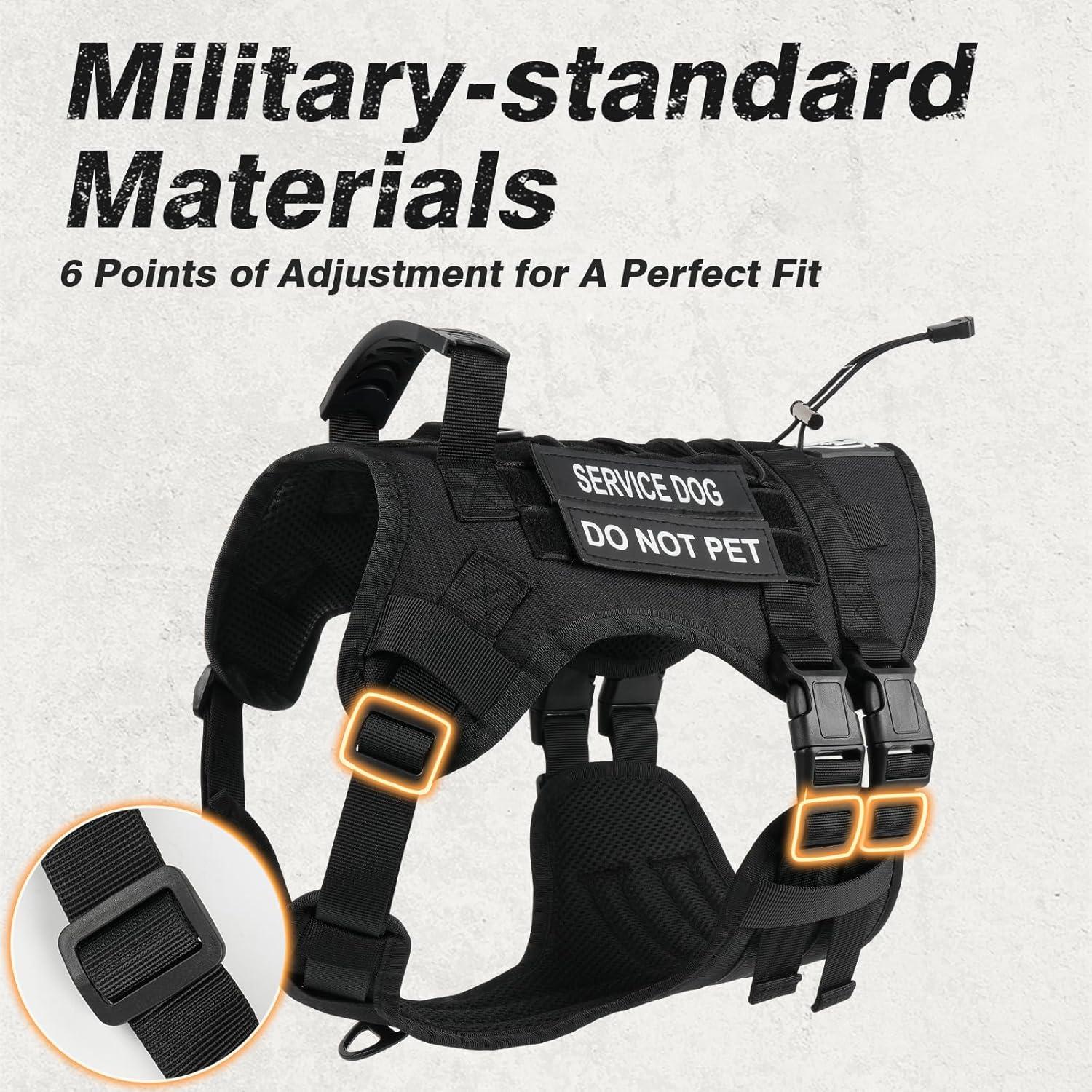 Arnés Táctico para Perros Grandes Yungaspy Negro L Ajustable