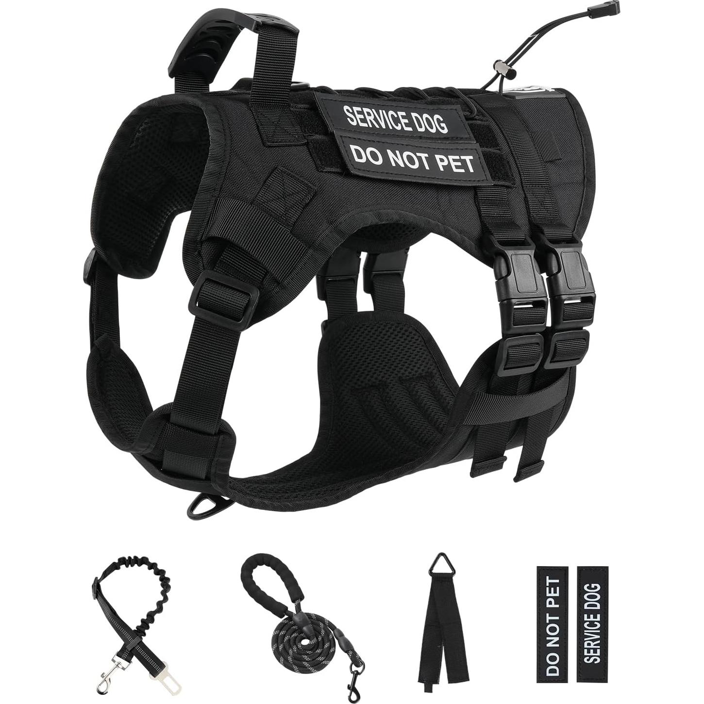 Arnés Táctico para Perros Grandes Yungaspy Negro L Ajustable