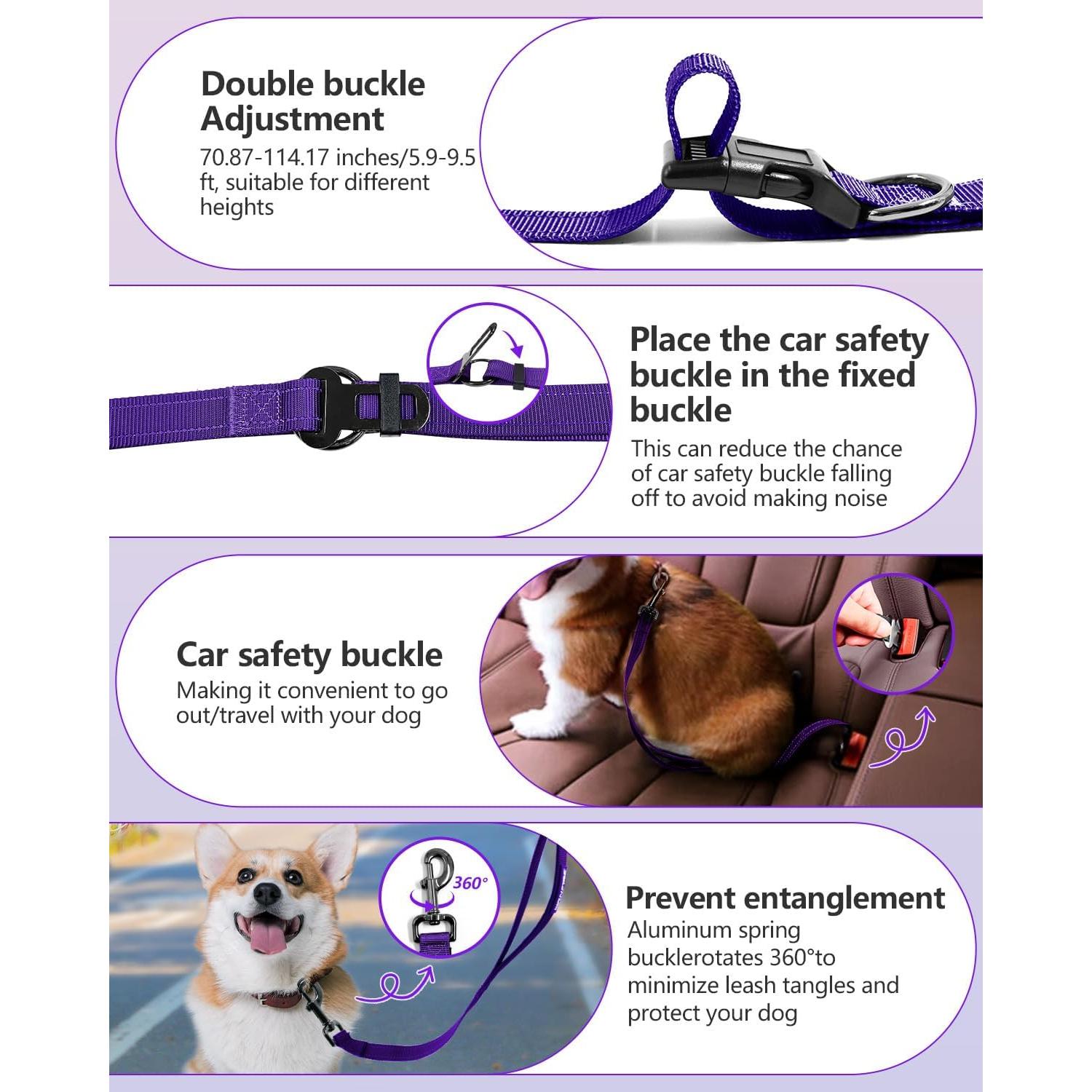 Correa para Perros Manos Libres WANFIRE 1.8-2.9m Púrpura