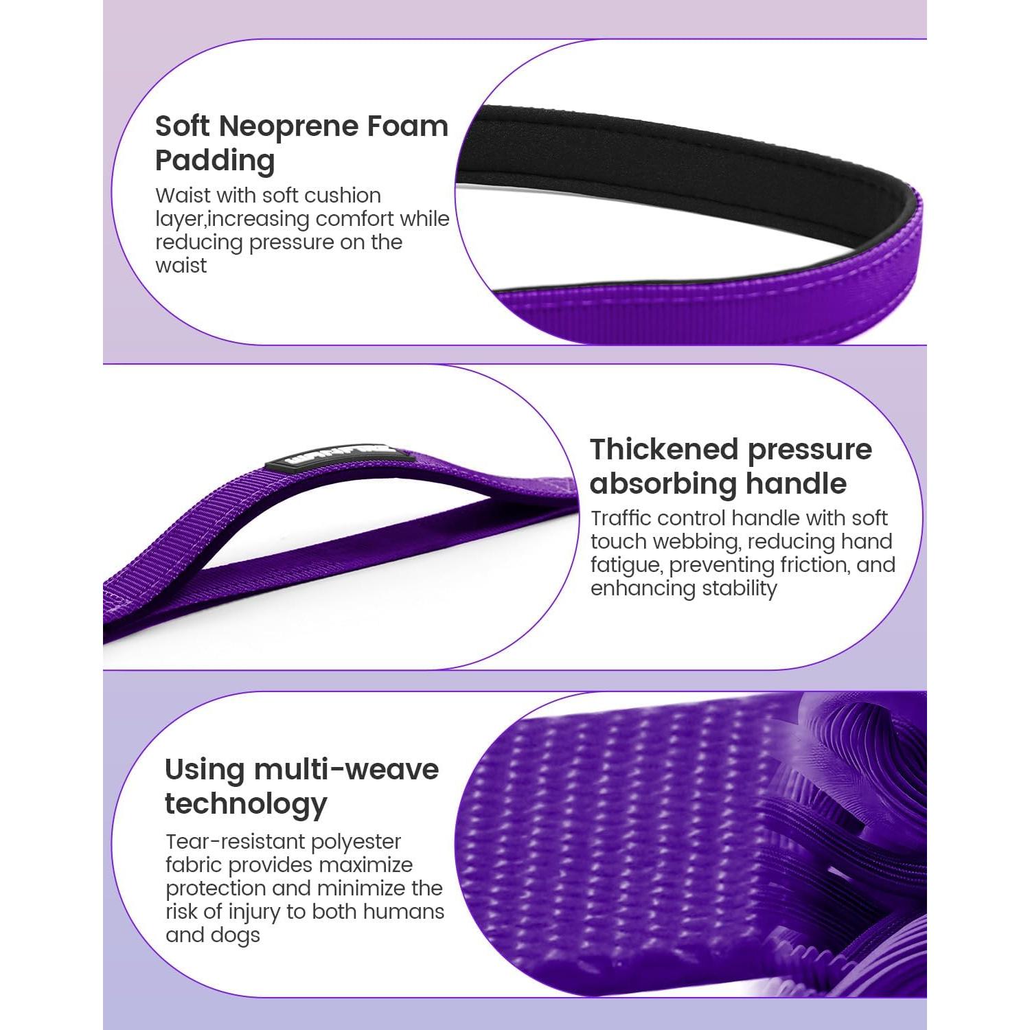 Correa para Perros Manos Libres WANFIRE 1.8-2.9m Púrpura