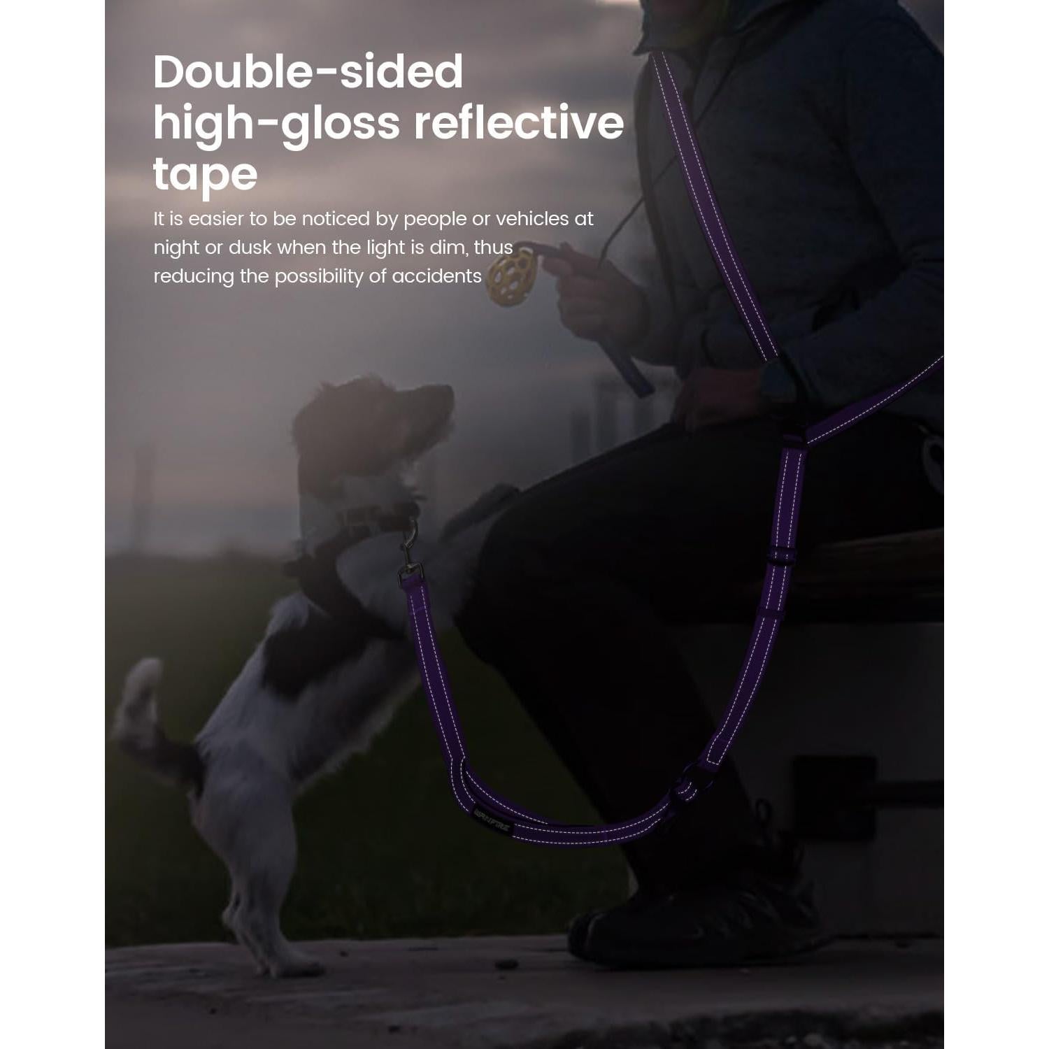 Correa para Perros Manos Libres WANFIRE 1.8-2.9m Púrpura