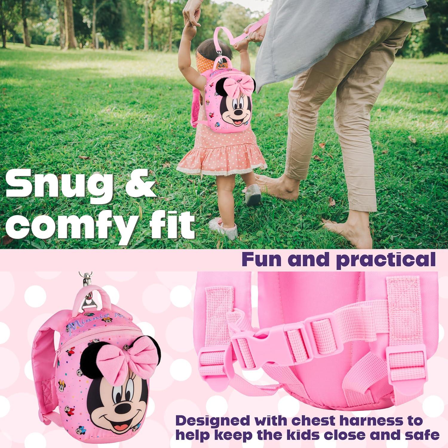Mochila de Minnie Mouse Disney con correa de seguridad 3,36L