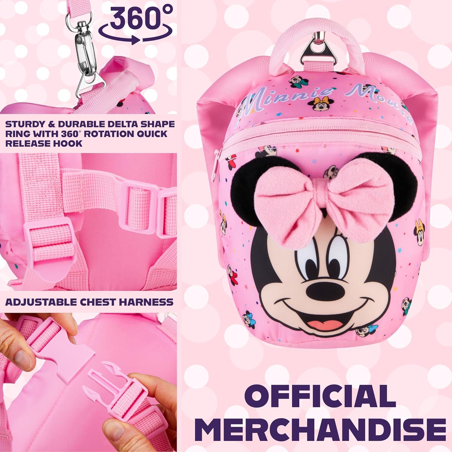 Mochila de Minnie Mouse Disney con correa de seguridad 3,36L