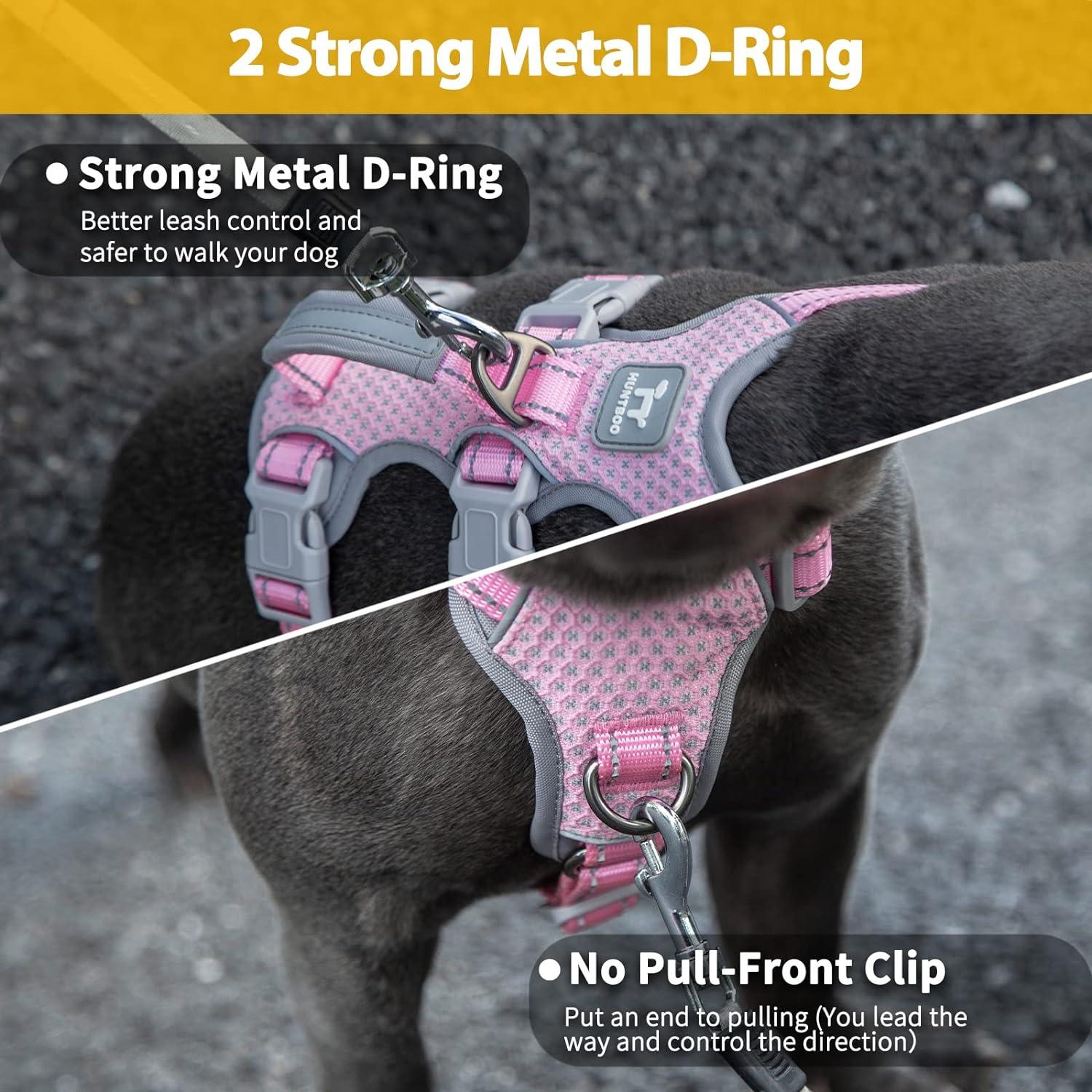 Arnés para Perros HUNTBOO Grande Rosa Reflectante Ajustable