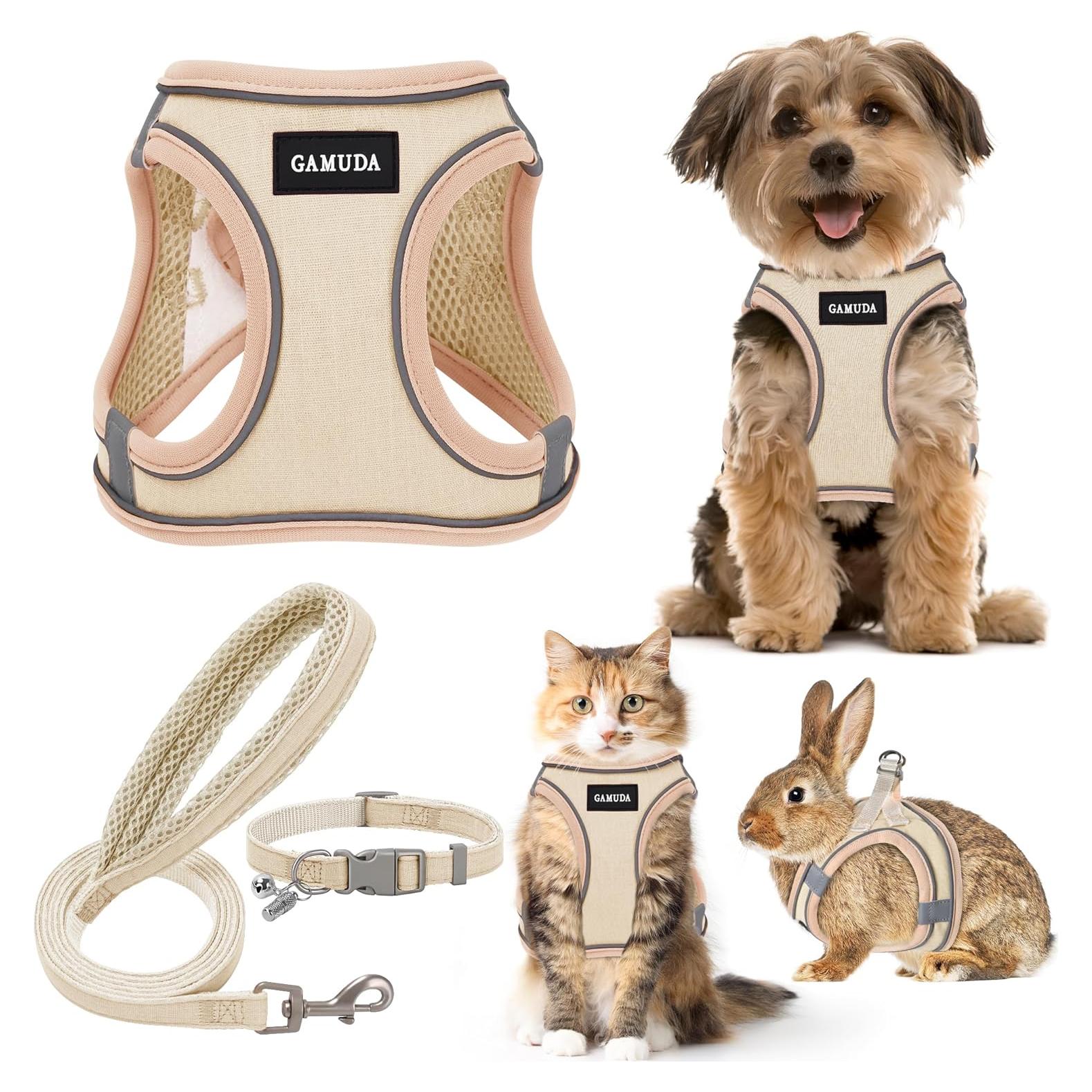 GAMUDA Arnés para Mascotas Pequeñas Caqui S, Collar y Correa